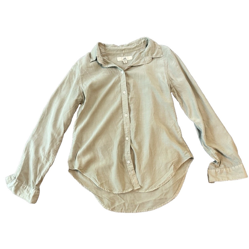 Thread and Supply Tencel Womens Sage Green Shirt S Boyfriend Utility Minimalist